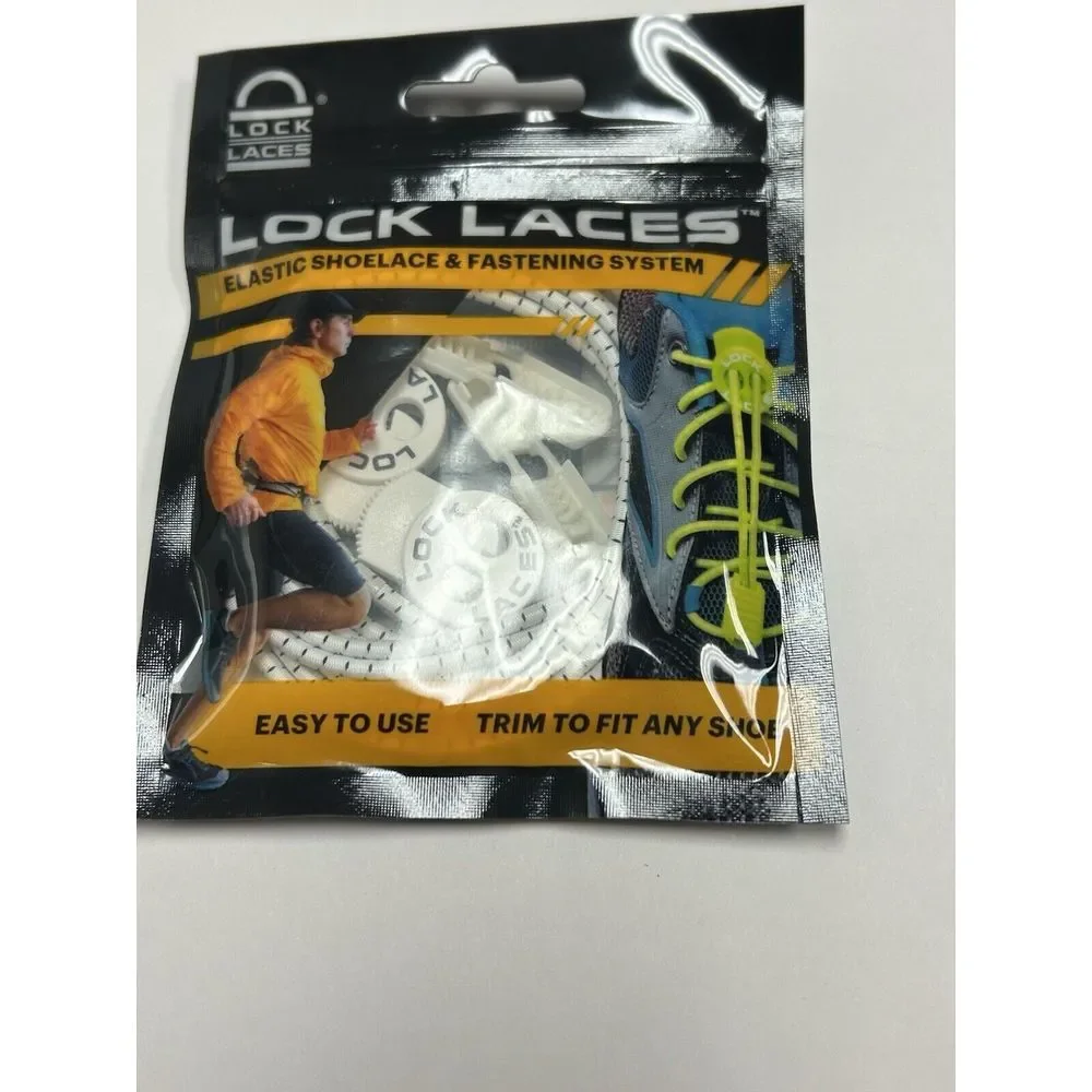 Lock Laces Elastic No Tie Shoelaces‎ One Size Fits All, White